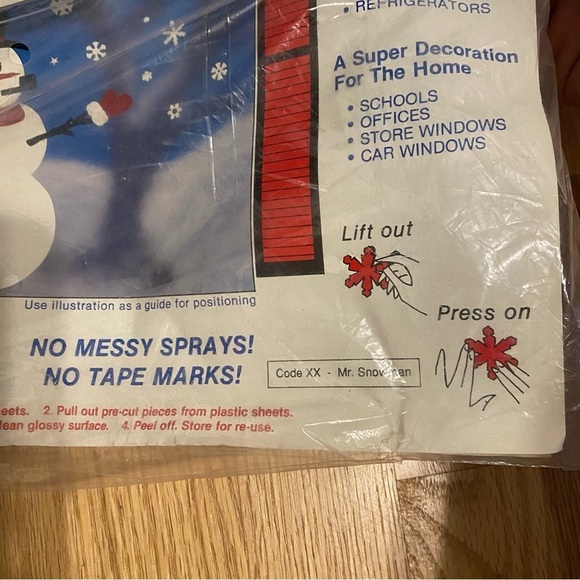 Vintage Christmas Decoration Stik EES Window Cling Sticker Decal Snowman - Picture 4 of 6